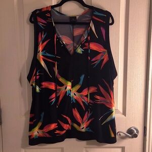 Worthington Hawaiian Floral Sleeveless Top XL EUC